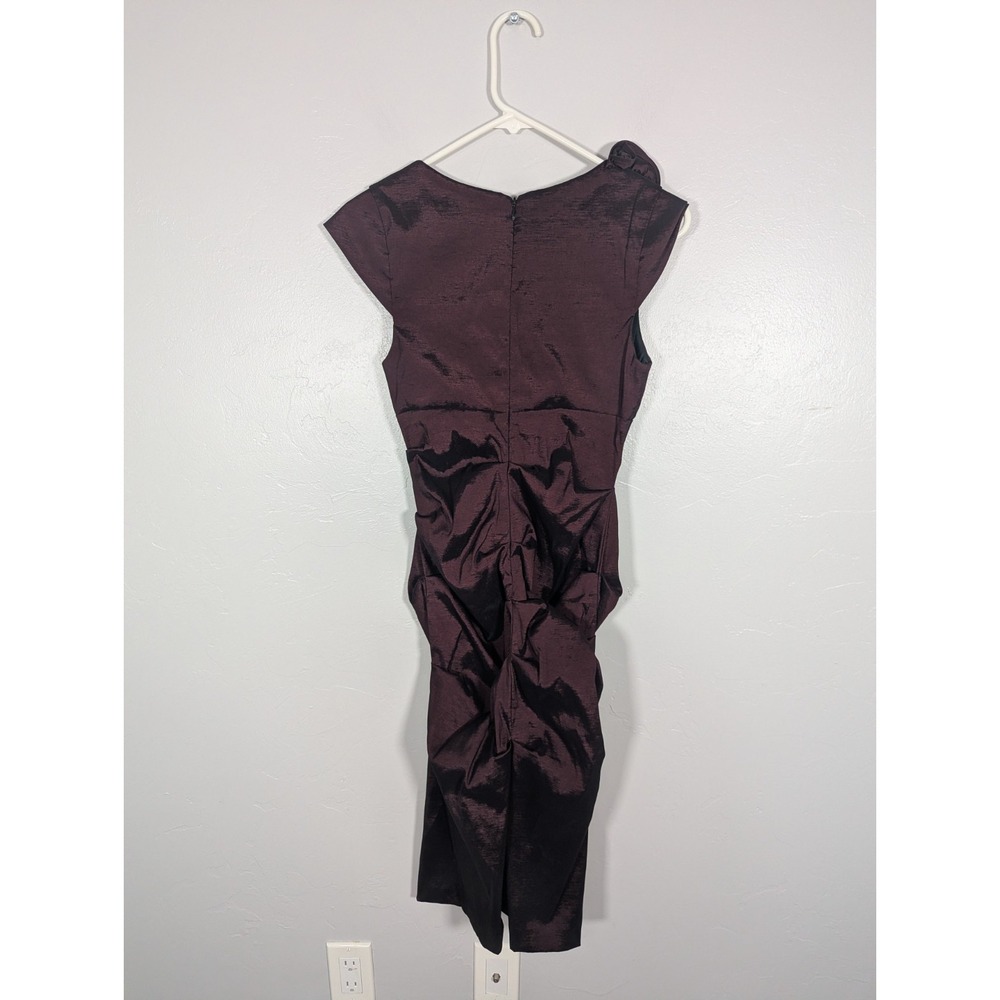 Xscape Dress 4‎ Rouched Maroon Cocktail Formal Vamp Rosette - Picture 3 of 5